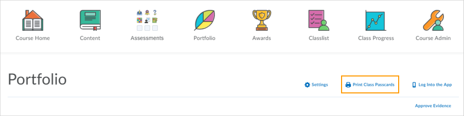 Teachers - Brightspace Portfolio - Passcards set up